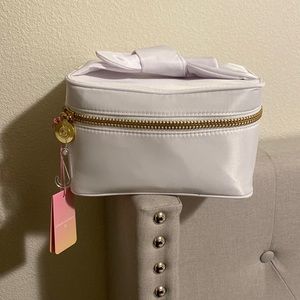 Stoney Clover Lane white travel tote with bow handle